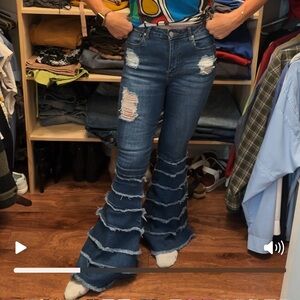 AKIRA Ripped Indigo Flare Jeans